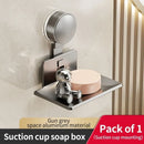 Bathroom Soap Storage Rack by Axyaa - Wall-Mounted No-Drill Suction Cup Organizer
