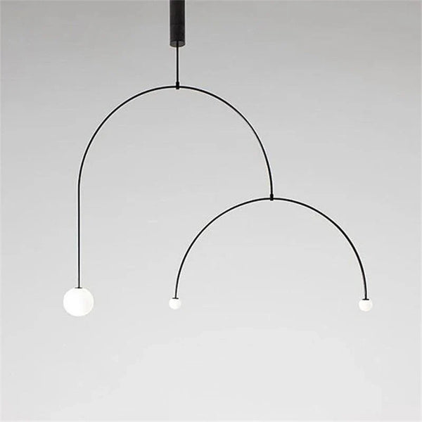 Axyaa Iron Line Chandelier: Modern Scandinavian Art Hanging Lamp for Living Room & Bedroom