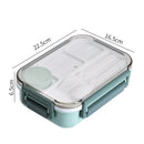 Axyaa 3-Compartment Bento Lunch Box with Fork and Spoon