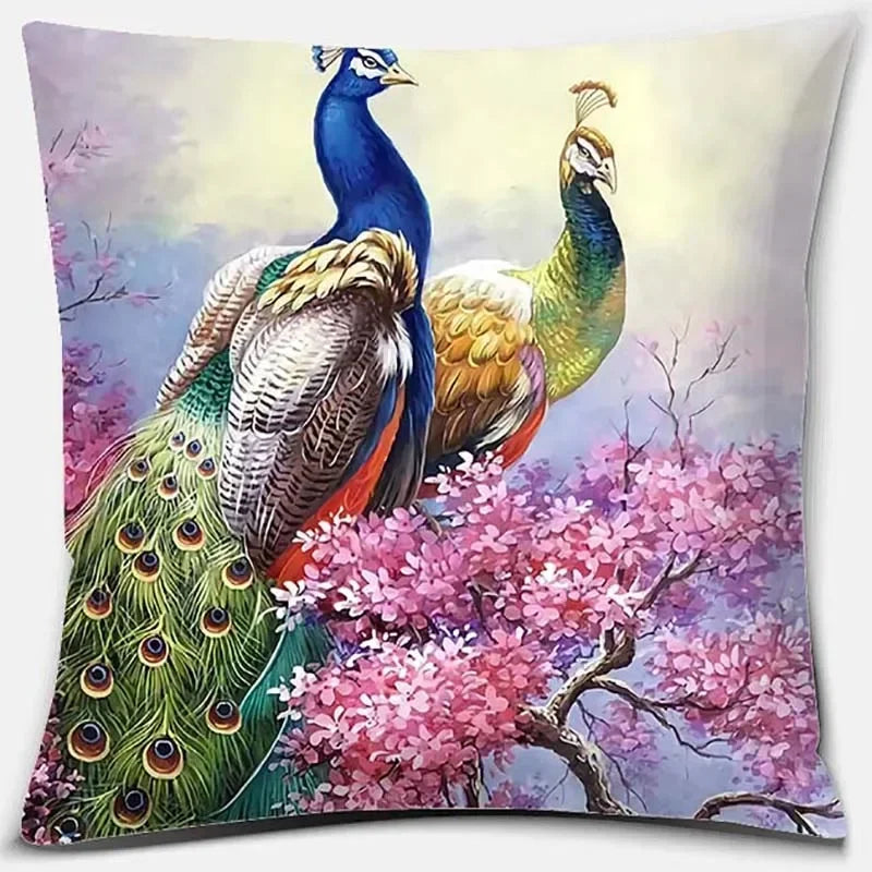 Pink Flower Pattern Cushion Cover by Axyaa - 45x45cm Decorative Pillowcase