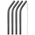 Axyaa Stainless Steel Wide Bent Straw Set with Cleaning Brush