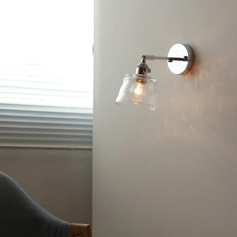Axyaa Clear Glass Silver LED Wall Sconce with Adjustable Arm & Switch