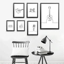 Axyaa Abstract Piano Headset Guitar Line Wall Art Canvas Minimalist Print for Living Room