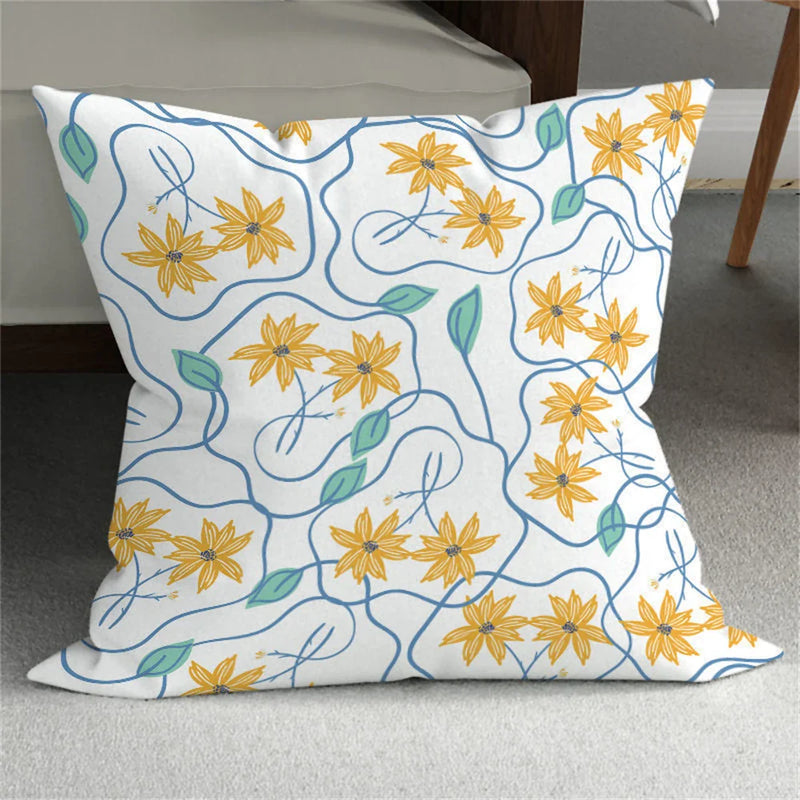 Axyaa Small Daisy Leaves Cushion Cover - Home Decor Pillowcases