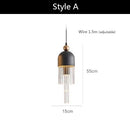 Axyaa Nordic Glass Iron Pendant Lights, Blue Gray Minimalist Bar Table Lamp