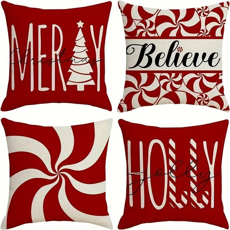 Axyaa Merry Christmas Pillow Cover for Festive Home Decor