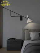 Axyaa Adjustable Long Pole Swing Arm LED Wall Lamp for Home Decor