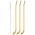 Axyaa Stainless Steel 2-in-1 Straw Spoon Set for Drinks & Coffee Cocktail Juice