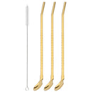 Axyaa Stainless Steel 2-in-1 Straw Spoon Set for Drinks & Coffee Cocktail Juice