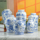 Axyaa Blue White Floral Bird Vase Ceramic Decor Hydroponic Crafts Bouquet Arrangement