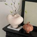 Axyaa Creative Stripes Ceramic Vase Irregular Plant Pots Room Flower Decor Aesthetic