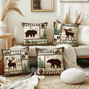 Wildlife Bears & Deer Pillow Covers by Axyaa - Sofa, Bedroom, Car Cushion Cover