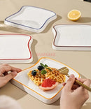 Axyaa Ceramic Breakfast Plate - Elegant Dish for Toast, Bread, Baked Food & Snacks