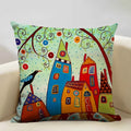 Hand-Painted Retro Country Linen Cushion Cover by Axyaa