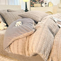 Luxury Axyaa Rabbit Fur Velvet Bedding Set, AB Side Duvet Cover, Flanne Plush Bed Sheet