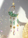 Axyaa Moon Crystal Suncatcher with Colorful Prism Pendant - Garden, Patio, Home Décor