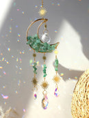 Axyaa Moon Crystal Suncatcher with Colorful Prism Pendant - Garden, Patio, Home Décor