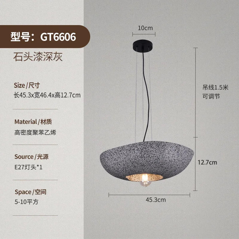 Axyaa Black Pumpkin Japanese Style Ceiling Chandelier - Modern Round Pendant Lamp