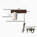 Axyaa Yellow Travertine LED Wall Lights Bedroom Pull Chain Switch Glass Bedside Lamp