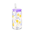 Axyaa Bow Flower Plastic Water Bottle with Wooden Lid and Straw