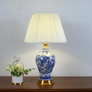 Axyaa Blue Ceramic Table Lamp for Home and Workspaces