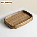 Axyaa Walnut Wooden Round Corner Tray for Afternoon Tea & Sushi