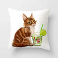 Axyaa Cartoon Cat Animal Sofa Cushion Cover - 45*45 Throw Pillow Home Decor