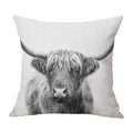 Axyaa Highland Cow Linen Pillow Cover - 45x45CM Home Sofa Throw Cushion for Bed & Car