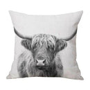 Axyaa Highland Cow Linen Pillow Cover - 45x45CM Home Sofa Throw Cushion for Bed & Car