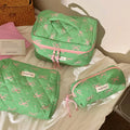 Axyaa Floral Cosmetic Bag Set - 3pcs Portable Toiletry Organizer for Women