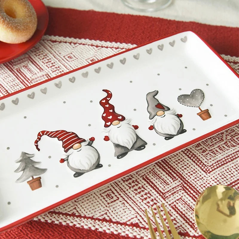 Axyaa Santa Relief Pattern Ceramic Plate for Festive Dining