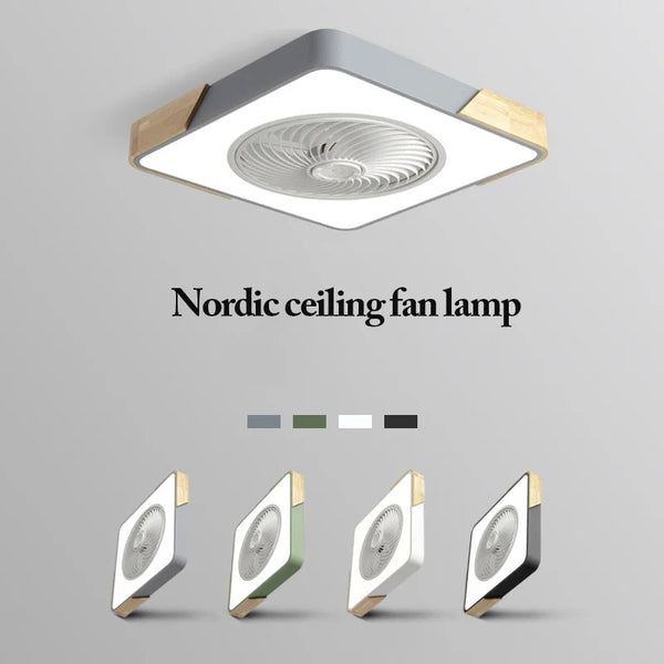 Axyaa Nordic Ceiling Fan with LED Lamp, Dimmable Remote Control, for Indoor Home Decor