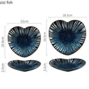 Axyaa Heart Shaped Ceramic Dessert Sushi Snack Plate - Striped Tableware Display
