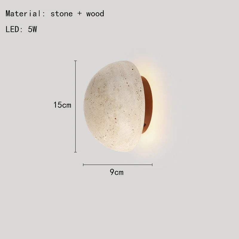 Axyaa Round Stone LED Wall Lamp for Dimmable Atmosphere Lighting in Various Spaces
