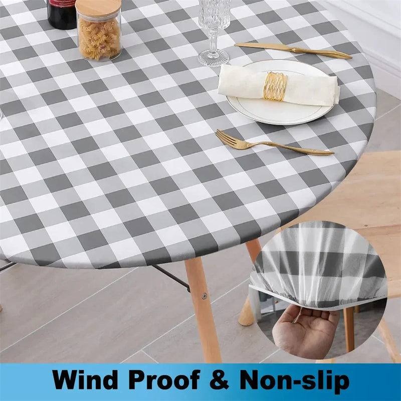 Axyaa Waterproof Elastic Round Tablecloth for Home Decoration and Parties