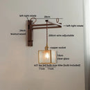Axyaa Wood Square Glass Wall Sconce LED Lights with Pull Chain Switch