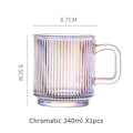 Axyaa Japanese Vertical Stripes Glass Cup with Bamboo Cover, Kawaii Milk Mug