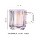 Axyaa Japanese Vertical Stripes Glass Cup with Bamboo Cover, Kawaii Milk Mug