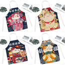 Axya Japanese Cartoon Lucky Cat Chef Apron Waterproof Bib Kitchen Supplies