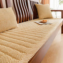 Axyaa Thick Corduroy Sofa Cushion - Anti Slip Solid Wood Seat Covers, Gray