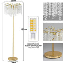 Axyaa Nordic Luxury Crystal LED Floor Lamp for Living Room, Bedroom & Sofa
