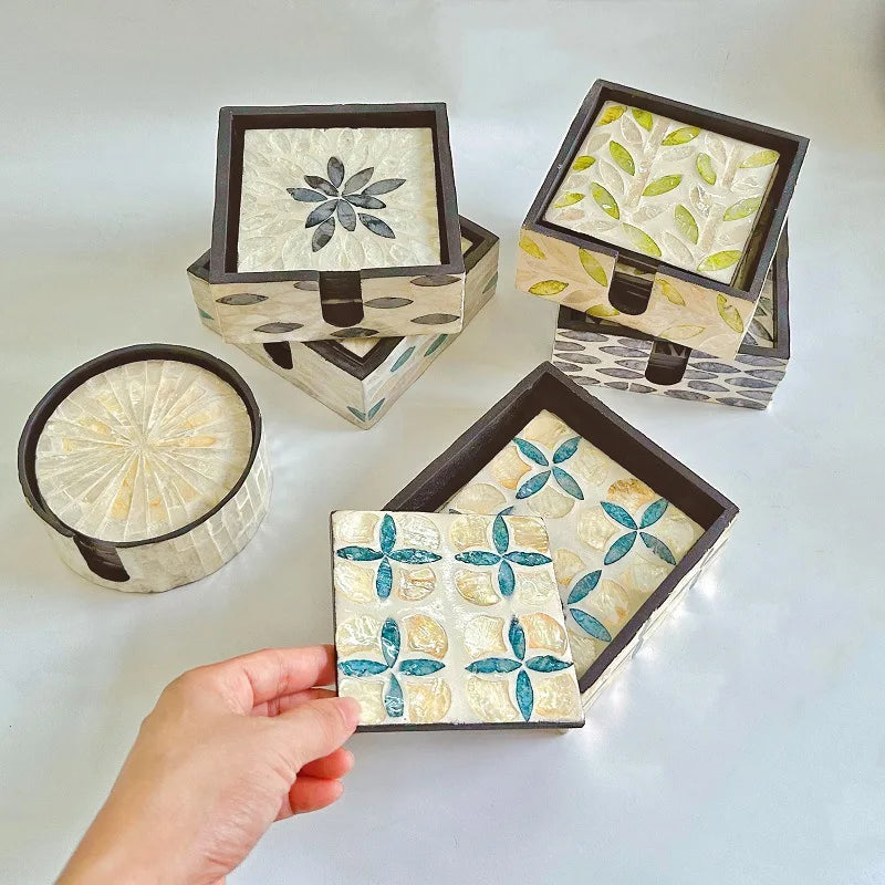 Axya Shell Coaster & Placemat Set - Home Kitchen Luxury Essentials