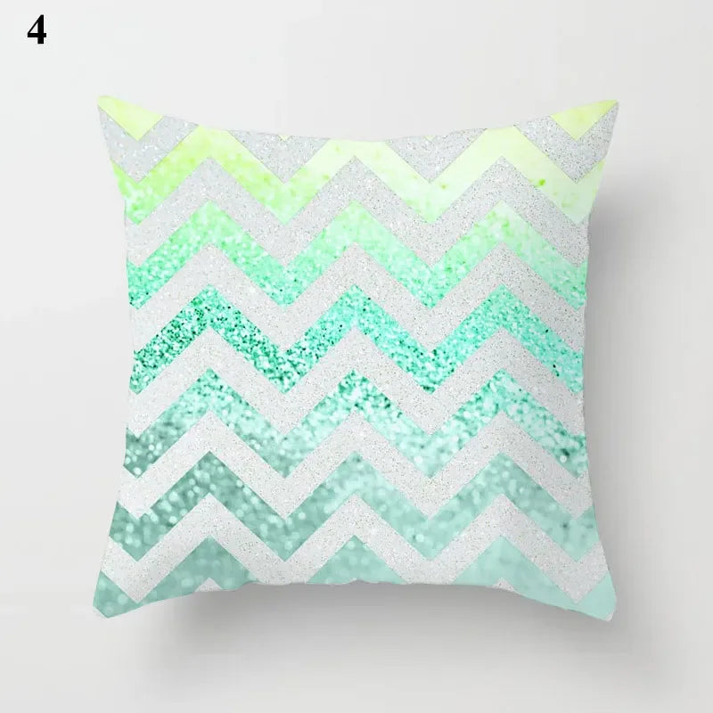 Axyaa Mint Green Blue Geometric Cushion Cover Modern Home Decor