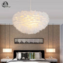 Axyaa Modern White Feather Pendant Chandelier for Bedroom & Dining Room