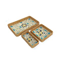 Axyaa Rattan Storage Basket Set - Hand-Woven Shell Design for Food Display & Decoration