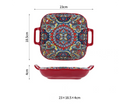 Axyaa Bohemian Double Ear Square Ceramic Plate 9-inch