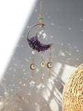 Axyaa Moon Crystal Suncatcher with Colorful Prism Pendant - Garden, Patio, Home Décor