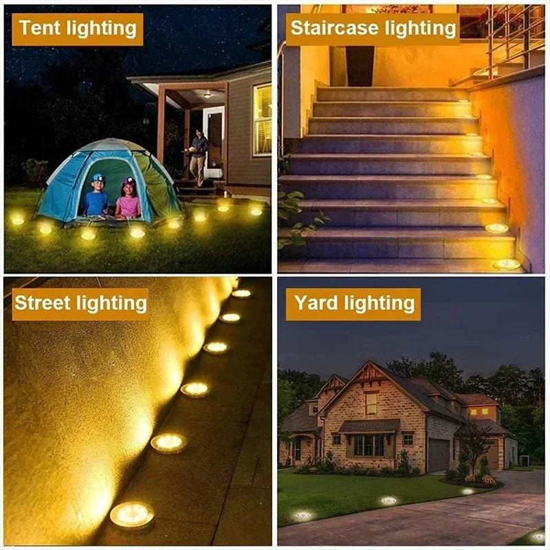 Axyaa Solar Disk Light: Outdoor Garden Spotlight Deck Lamp - Buried LED Decoration