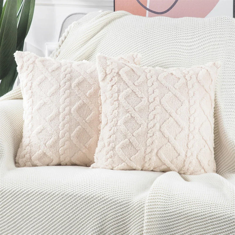 Axyaa Vintage Knit Plush Pillow Cover 45x45 Sofa Couch Cushion Case