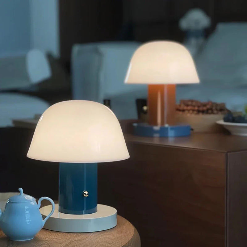 Axyaa USB Charging LED Mushroom Table Lamp Touch Switch Bedside Decor Light
